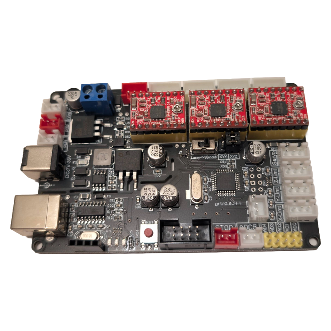 Close-up of GRBL Controller with A4988 Stepper Drivers and Heat Sinks