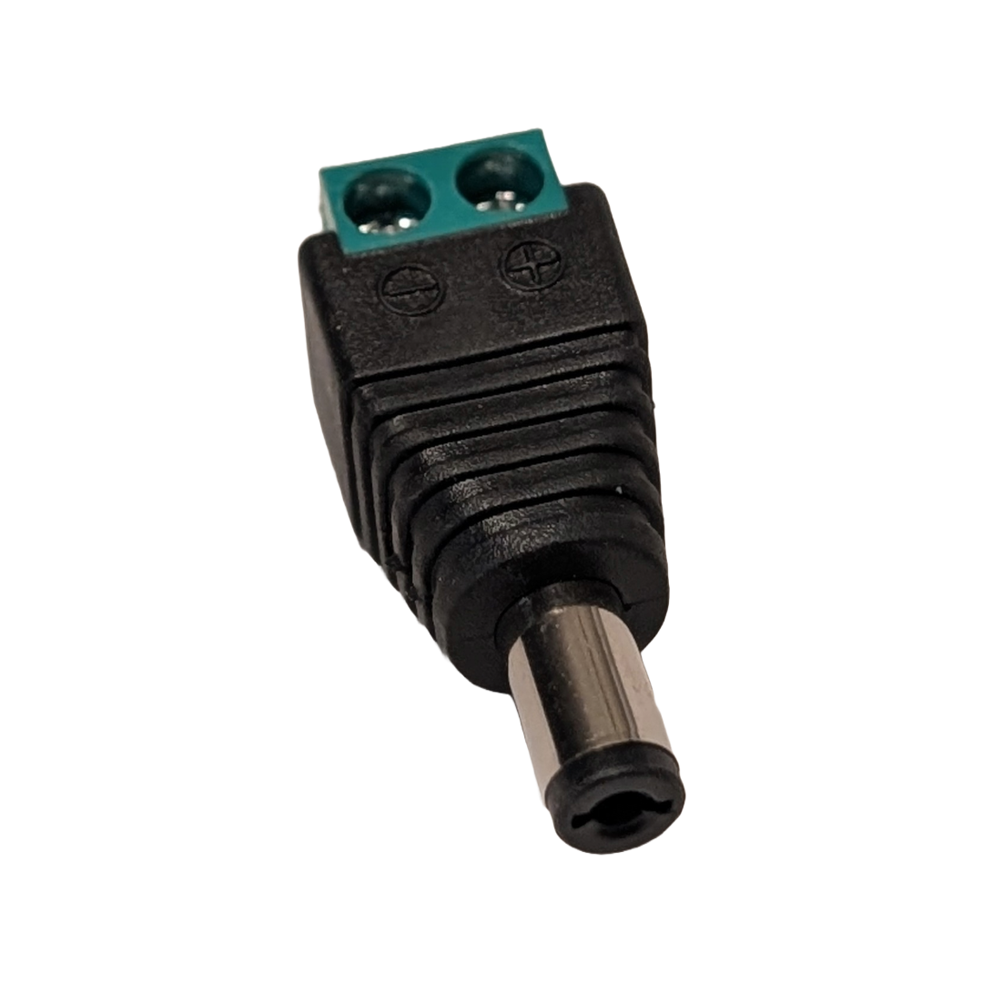 DC Barrel Jack Male Adapter with Screw Terminals Close-Up